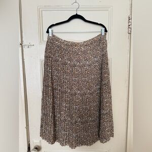 J. Crew Pleated Leopard Print Midi Skirt